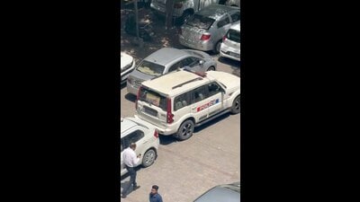 Photo of the vehicle belonging to MP Sanjeev Arora bearing a police sticker released by opposition parties in Ludhiana on Sunday. (HT Photo) Photo of the vehicle belonging to MP Sanjeev Arora bearing a police sticker released by opposition parties in Ludhiana on Sunday. (HT Photo)