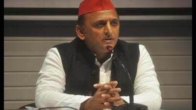 SP chief Akhilesh Yadav was addressing a press conference in Lucknow on April 27. (HT file) SP chief Akhilesh Yadav was addressing a press conference in Lucknow on April 27. (HT file)