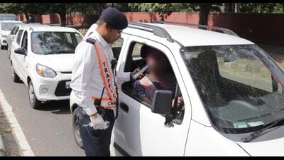 The e-Naka app is designed to integrate seamlessly with existing platforms like e-Challan, e-Vahan, and e-Sarthi, and help officers to instantly access key vehicle details, including ownership information, pending violations, and whether the vehicle has been flagged as stolen. (HT File) The e-Naka app is designed to integrate seamlessly with existing platforms like e-Challan, e-Vahan, and e-Sarthi, and help officers to instantly access key vehicle details, including ownership information, pending violations, and whether the vehicle has been flagged as stolen. (HT File)