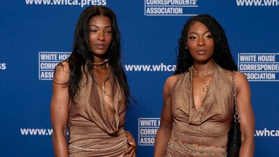Chanelle and Champagne Johnson pose for photographers on their arrival at the annual White House Correspondents' Association Dinner in Washington, Saturday, April 26, 2025. (AP Photo/Jose Luis Magana) (AP) Chanelle and Champagne Johnson pose for photographers on their arrival at the annual White House Correspondents' Association Dinner in Washington, Saturday, April 26, 2025. (AP Photo/Jose Luis Magana) (AP)