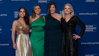 Diane Macedo, Mary Bruce, Juju Chang, Martha Raddatz pose for photographers as they arrive at the annual White House Correspondents' Association Dinner in Washington, Saturday, April 26, 2025. (AP Photo/Jose Luis Magana) (AP) Diane Macedo, Mary Bruce, Juju Chang, Martha Raddatz pose for photographers as they arrive at the annual White House Correspondents' Association Dinner in Washington, Saturday, April 26, 2025. (AP Photo/Jose Luis Magana) (AP)