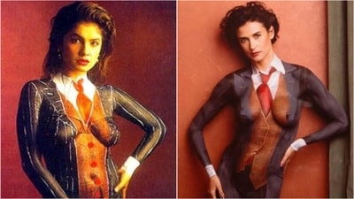 Demi Moore's 1992 Vanity Fair cover, featuring a body paint suit, is hailed as a cultural milestone in fashion and photography. (Instagram) Demi Moore's 1992 Vanity Fair cover, featuring a body paint suit, is hailed as a cultural milestone in fashion and photography. (Instagram)