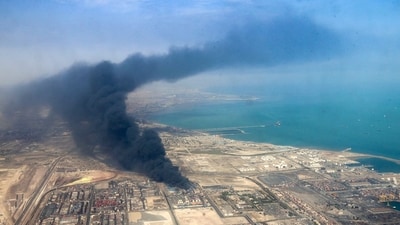 Smoke billows at the site of an explosion that took place a day earlier at the Shahid Rajaee port dock southwest of Bandar Abbas in the Iranian province of Hormozgan on April 27, 2025. (AFP) Smoke billows at the site of an explosion that took place a day earlier at the Shahid Rajaee port dock southwest of Bandar Abbas in the Iranian province of Hormozgan on April 27, 2025. (AFP)