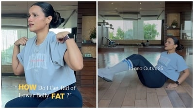 Karishma Yadav has shared a workout video targetting belly fat reduction. (Instagram/ Karishma Yadav) Karishma Yadav has shared a workout video targetting belly fat reduction. (Instagram/ Karishma Yadav)