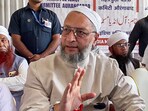 All India Majlis-e-Ittehadul Muslimeen (AIMIM) MP Asaduddin Owaisi addresses a press conference, in Chhatrapati Sambhajinagar on Monday.