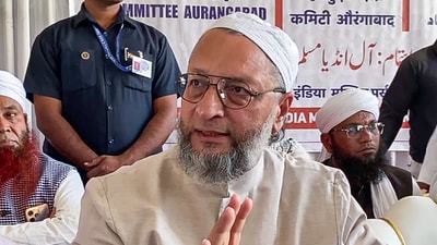 All India Majlis-e-Ittehadul Muslimeen (AIMIM) MP Asaduddin Owaisi addresses a press conference, in Chhatrapati Sambhajinagar on Monday. (ANI) All India Majlis-e-Ittehadul Muslimeen (AIMIM) MP Asaduddin Owaisi addresses a press conference, in Chhatrapati Sambhajinagar on Monday. (ANI)