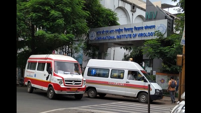 Ambulances waiting for collect COVID 19 swab report outside ICMR National Institute of Virology in Pune, India, on Friday, September 25, 2020. (HT PHOTO) (HT Photo) Ambulances waiting for collect COVID 19 swab report outside ICMR National Institute of Virology in Pune, India, on Friday, September 25, 2020. (HT PHOTO) (HT Photo)