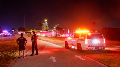Videos that surfaced on social media showed multiple first responders rushing to the scene with lights flashing. (Jefferee Woo/Tampa Bay Times via AP) (AP) Videos that surfaced on social media showed multiple first responders rushing to the scene with lights flashing. (Jefferee Woo/Tampa Bay Times via AP) (AP)