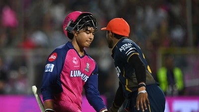 He finally fell on 101 off 38 balls, his partnership with Jaiswal ending on 166 off 71 balls.&nbsp; (REUTERS)