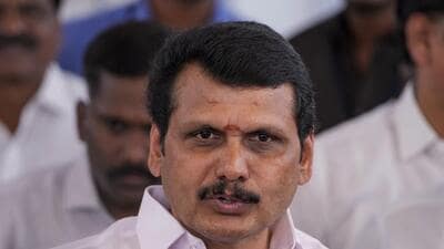 DMK leader V Senthil Balaji resigned from the Tamil Nadu council of ministers on Sunday ahead of the Supreme Court hearing on a plea to recall his bail order. (PTI FILE) DMK leader V Senthil Balaji resigned from the Tamil Nadu council of ministers on Sunday ahead of the Supreme Court hearing on a plea to recall his bail order. (PTI FILE)