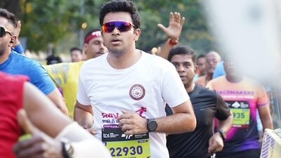 BJP MP Tejasvi Surya at TCS 10K run which was held in Bengaluru. BJP MP Tejasvi Surya at TCS 10K run which was held in Bengaluru.