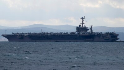 Aircraft carrier USS Harry S Truman is moored near Split, Croatia, Feb. 14, 2022. (AP) Aircraft carrier USS Harry S Truman is moored near Split, Croatia, Feb. 14, 2022. (AP)