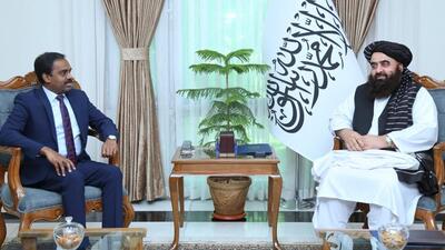 India diplomat M Anand Prakash (left) with the Taliban’s acting foreign minister Amir Khan Muttaqi in Kabul. (Photo from X) India diplomat M Anand Prakash (left) with the Taliban’s acting foreign minister Amir Khan Muttaqi in Kabul. (Photo from X)