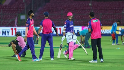 Rajasthan Royals' Yashasvi Jaiswal and others during a practice ession ahead of IPL 2025 match between against Gujarat Titans in Jaipur (PTI) Rajasthan Royals' Yashasvi Jaiswal and others during a practice ession ahead of IPL 2025 match between against Gujarat Titans in Jaipur (PTI)
