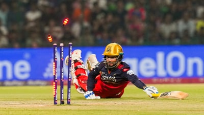 RCB captain Rajat Patidar was run out after scoring just 6 runs vs DC on Sunday. (PTI) RCB captain Rajat Patidar was run out after scoring just 6 runs vs DC on Sunday. (PTI)