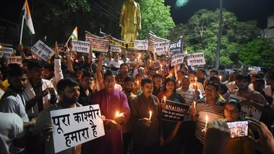 Protests erupted across the country demanding stricter action against Pakistan after the Pahalgam terror attack. (PTI)