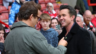 Actors and Wrexham owners Rob McElhenney and Ryan Reynolds before the Wrexham v Charlton Athletic match on April 26, 2025.
Action Images via Reuters/Craig Brough (Action Images via Reuters)