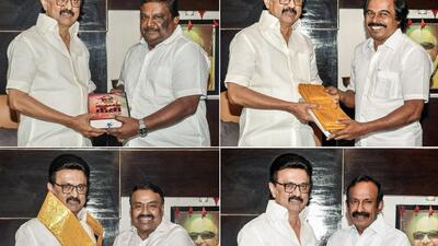 Tamil Nadu Chief Minister MK Stalin meets State Ministers, SS Sivasankar, Mano Thangaraj, Raja Kannappan and S Muthusamy, in Chennai on Monday. (ANI Photo) (ANI) Tamil Nadu Chief Minister MK Stalin meets State Ministers, SS Sivasankar, Mano Thangaraj, Raja Kannappan and S Muthusamy, in Chennai on Monday. (ANI Photo) (ANI)
