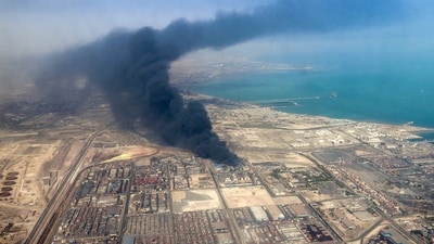 Smoke billows at the site of explosion that took place at the Shahid Rajaee port dock on April 27. (AFP) Smoke billows at the site of explosion that took place at the Shahid Rajaee port dock on April 27. (AFP)