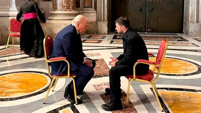 Trump and Zelensky met at the Vatican earlier when the duo were in Rome for the funeral of Pope Francis. (AP)