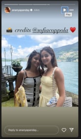A screengrab of Ananya's Instagram story. A screengrab of Ananya's Instagram story.