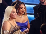 File photo of Beyonce and her daughter Blue Ivy at the Grammys this year.