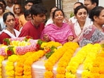Family members of Santosh Jagdale, who was killed in the Pahalgam terror attack, after his mortal remains were brought to his residence in Pune.