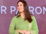 Kareena Kapoor attends an event in a green suit. 