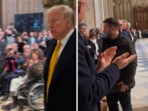 Videos showed Trump walking in silently while Zelensky received a warm welcome.