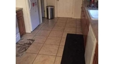 On Facebook, an optical illusion challenged users to spot a camouflaged dog in a kitchen. (Facebook/Optical Illusions 2) On Facebook, an optical illusion challenged users to spot a camouflaged dog in a kitchen. (Facebook/Optical Illusions 2)