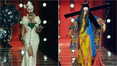 The controversial 2000 Dior Haute Couture show shocked audiences with its unsettling sound effects and daring designs. (Instagram/@archivedrunway) The controversial 2000 Dior Haute Couture show shocked audiences with its unsettling sound effects and daring designs. (Instagram/@archivedrunway)