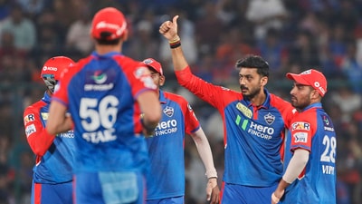 Axar Patel put the breaks on the KKR innings by dismissing Rahane in the eighth over and Venkatesh Iyer in his next over. Vipraj Nigal had sent back Narine in the seventh over.&nbsp; (AP)
