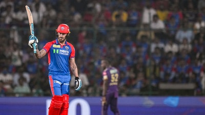 Faf du Plessis put DC in cruise mode despite them losing three wickets in the first 10 overs. He got to his half-century in 31 balls.&nbsp; (PTI)