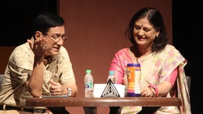 Sangam Bahuguna and Punita Awasthi during the play Vapisi written by Kamal Kapoor (Photos: HT) Sangam Bahuguna and Punita Awasthi during the play Vapisi written by Kamal Kapoor (Photos: HT)