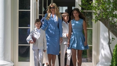 Ivanka Trump, the daughter of US President Donald Trump, and her children Theodore James Kushner (L),Joseph Frederick Kushner (2R), and Arabella Rose arrive for an event celebrating the Philadelphia Eagles, 2025 Super Bowl champions. “Donald trump daughter is beautiful damn,” Eagles cornerback Eli Ricks wrote later on X. (AFP) Ivanka Trump, the daughter of US President Donald Trump, and her children Theodore James Kushner (L),Joseph Frederick Kushner (2R), and Arabella Rose arrive for an event celebrating the Philadelphia Eagles, 2025 Super Bowl champions. “Donald trump daughter is beautiful damn,” Eagles cornerback Eli Ricks wrote later on X. (AFP)