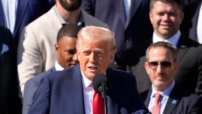 Trump honors the Super Bowl LIX champion Philadelphia Eagles at The White House in Washington D.C., on April 28, 2025. Mandatory Credit: Josh Morgan-USA TODAY via Imagn Images (IMAGN IMAGES via Reuters Connect)