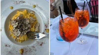 During her stay, Ananya also gorged on delicious truffle pasta, drank Aperol Spritz, and posted aesthetic pictures of enjoying the drink and the dish. During her stay, Ananya also gorged on delicious truffle pasta, drank Aperol Spritz, and posted aesthetic pictures of enjoying the drink and the dish. 