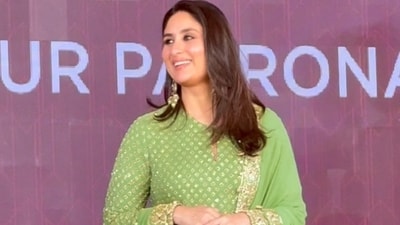 Kareena Kapoor attends an event in a green suit. Kareena Kapoor attends an event in a green suit.