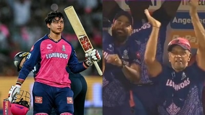 Vaibhav Suryavanshi scored a 35-ball 100 against Gujarat Titans on Monday Vaibhav Suryavanshi scored a 35-ball 100 against Gujarat Titans on Monday