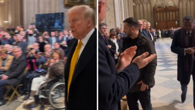 Videos showed Trump walking in silently while Zelensky received a warm welcome. (Instagram/yori.bailleres) Videos showed Trump walking in silently while Zelensky received a warm welcome. (Instagram/yori.bailleres)