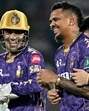 KKR’s Sunil Narine (C) celebrates after dismissing Delhi Capitals's Faf du Plessis. (AFP)