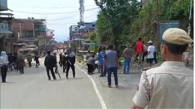 A mob also torched the Public Works Department (PWD) inspection bungalow after the clash broke out on Wednesday. (Video grab) A mob also torched the Public Works Department (PWD) inspection bungalow after the clash broke out on Wednesday. (Video grab)