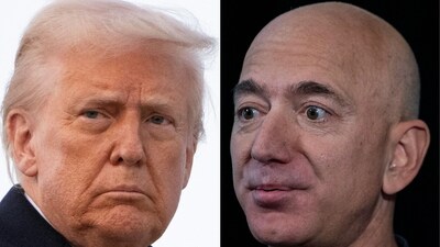 Donald Trump called Amazon founder Jeff Bezos amid reports of the company considering tariff transparency measures. (AFP) Donald Trump called Amazon founder Jeff Bezos amid reports of the company considering tariff transparency measures. (AFP)