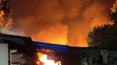 The blaze, which erupted around 8.55 pm, has since been brought under control. The blaze, which erupted around 8.55 pm, has since been brought under control.