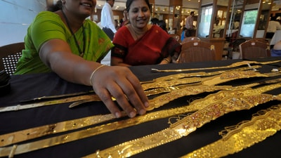 On the occasion of Akshaya Tritiya, the rate of 24 carat gold per 10 grams in Bengaluru stood at  ₹97,535. (Representative Image/Reuters)