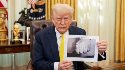 Trump appeared to show a digitally altered photo of Kilmar Abrego Garcia's tattoos (Truth Social/Donald Trump) Trump appeared to show a digitally altered photo of Kilmar Abrego Garcia's tattoos (Truth Social/Donald Trump)