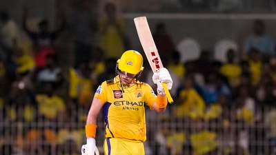Sam Curran finally found some form with the bat and pulled CSK out of the quagmire. Curran put up a 78-run stand off 50 balls for the fourth wicket with Dewald Brevis. He then scored most of the runs in a 46-run stand with Shivam Dube in 22 balls. Curran fell in the 18th over on 88 off 47 balls. (PTI) Sam Curran finally found some form with the bat and pulled CSK out of the quagmire. Curran put up a 78-run stand off 50 balls for the fourth wicket with Dewald Brevis. He then scored most of the runs in a 46-run stand with Shivam Dube in 22 balls. Curran fell in the 18th over on 88 off 47 balls. (PTI)