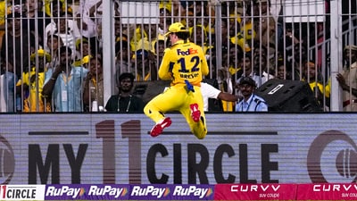 It started with Dewald Brevis pulling off a stunning catch to dismiss Shashank in the 18th over. (PTI) It started with Dewald Brevis pulling off a stunning catch to dismiss Shashank in the 18th over. (PTI)