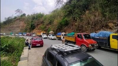Police said at least 225 vehicles are currently stranded across the two highways. Police said at least 225 vehicles are currently stranded across the two highways.