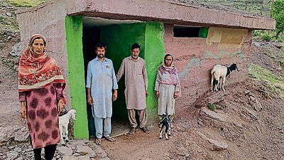 Residents of Nambala area of Rajouri district outside a bunker on Wednesday. (ANI) Residents of Nambala area of Rajouri district outside a bunker on Wednesday. (ANI)